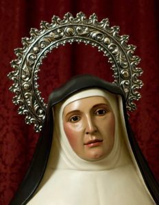 Detalles de la policromía al óleo de Santa Juana de Lestonnac