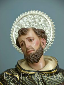 Detalle de la cabeza de Santo Domingo de Guzmán obra de Pérez Rojas