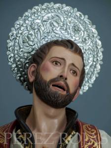 Detalle del rostro del santo navarro