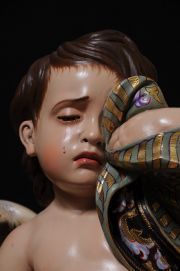 Detalle del rostro del ángel pasionario obra de Pérez Rojas para Álora