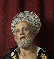 Detalle de la expresiva cabeza de San Felipe Neri