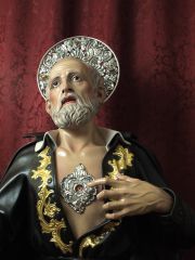 San Felipe Neri mostrando su corazón con la reliquia