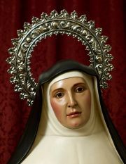 Detalles de la policromía al óleo de Santa Juana de Lestonnac