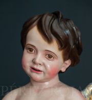 Detalle del rostro del ángel mancebo tallado por Pérez Rojas